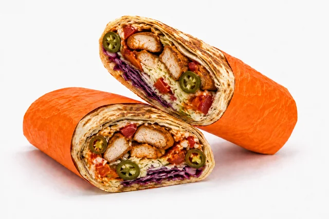 Spicy chicken shawarma with jalapeños